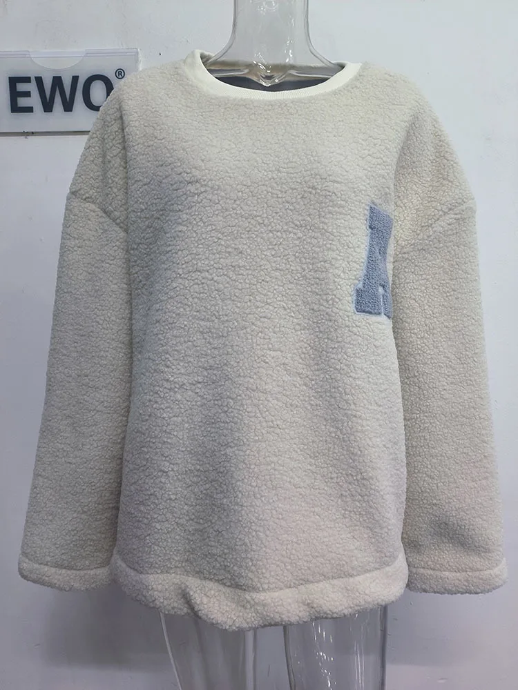 Chic Letter Decoration Sweatshirt: Women's Winter Pullover - true deals club