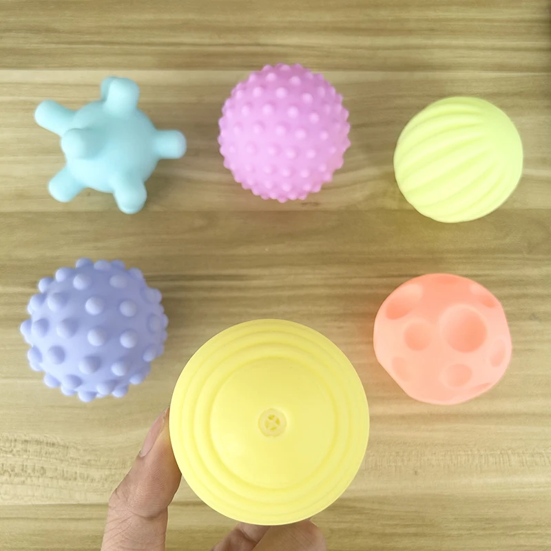 Montessori Toys Baby 0 12 24 36 Months Children's Ball Grip Ball Hair Ring Soft Rubber Playing Toys Rubber Ball Pinch Ring 5