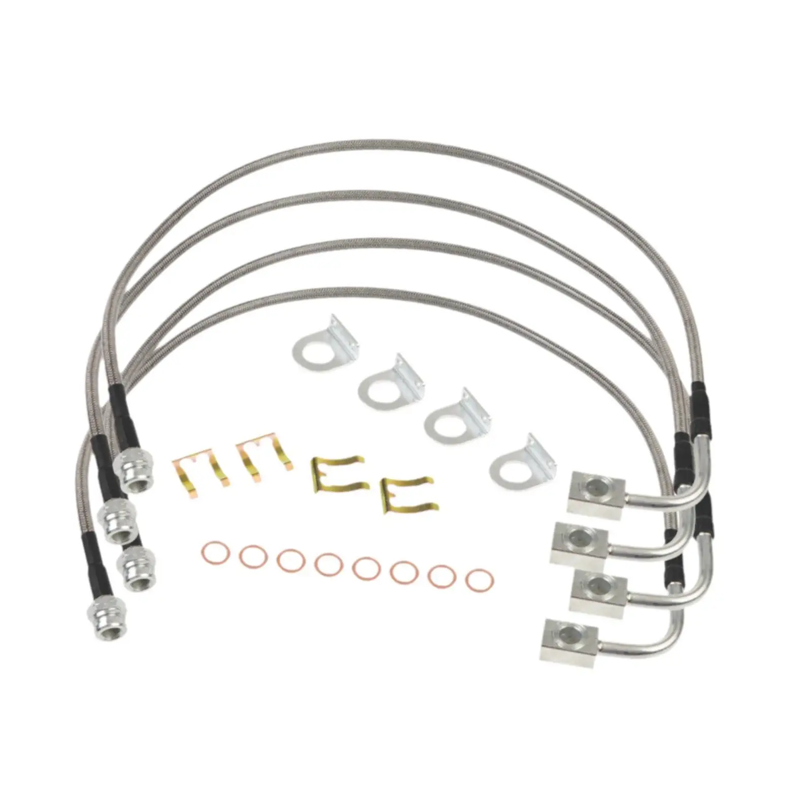 Stainless Steel Brake Lines 89716 Easy to Install Auto Accessories Braided Brake Hose Kit for Jeep Wrangler JK 2007-