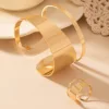 Fashion Simple Open Adjustable Jewelry Bracelet Metal 18k PVD Gold-plated Waterproof Colorfast Accessories Bangle 3