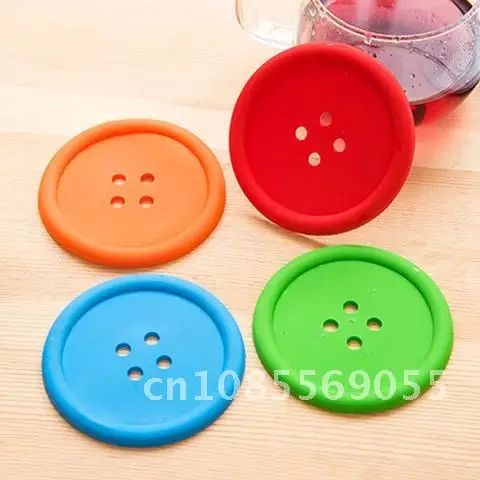 

Silicone Cup Mat with Multiple Colors Cute Colorful Button Cup Coaster Holder Drink Cup Cushion Placemat Mat Pads Coffee Pad