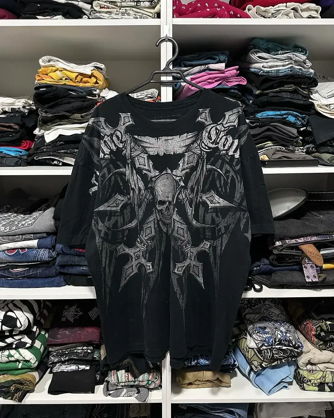 thumbnail image 1 of Camiseta de gran tamaño Y2K con estampado de calavera estilo retro Harajuku Hip Hop para hombre y mujer, ropa gótica de manga corta, ropa de calle, 1 of 4