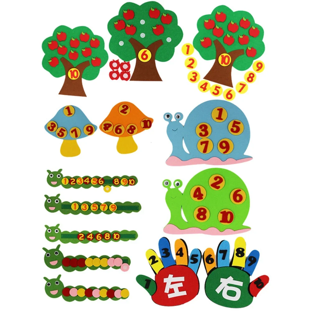 Kid Montessori Felt Finger Numbers Math Toys Baby Early Education Learning Teaching Aid for Toddler DIY Non-woven Digital Puzzle