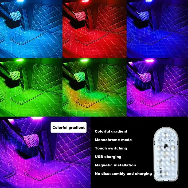 

Лампа для интерьера автомобиля, USB-перезаряжаемая, с сенсорным датчиком