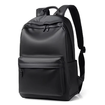 New Fashion Men PU Leather Backpack Black School Bags for Teenager 15.6 Inch Laptop Backpacks Mochila Masculina High Quality 1