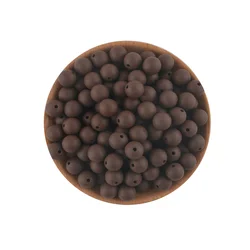 Silicone Round Beads for DIY Jewelry and Craft Projects - 20 Piece Set, 15mm (Chocolate)