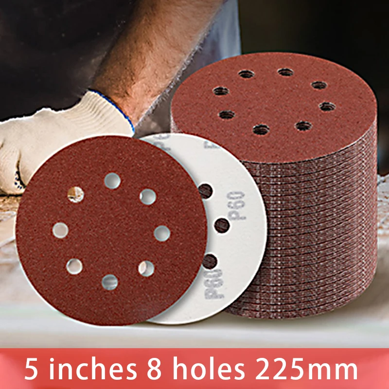 

8 Hole 125mm Sandpaper Woodworking Metal Grinding Disc Abrasive Polishing Tool 40/1000/2000 Grit Sanding Discs