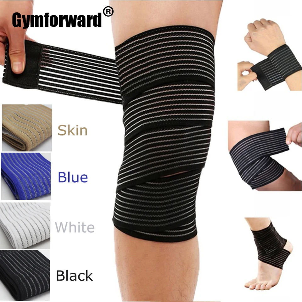 2 Pack) 1 Pair Elastic Knee Brace Compression Bandage Straps Wraps