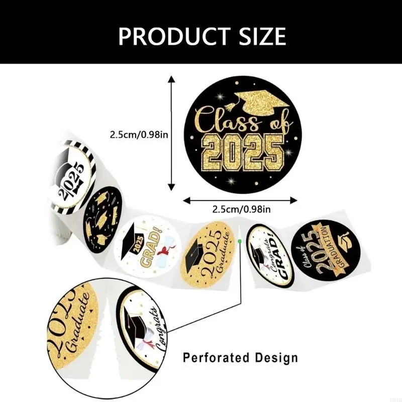 H8WB Pack Of 6 Round Graduations Sticker for Parties Adhesive Materials Clear Pattern Vibrant Color