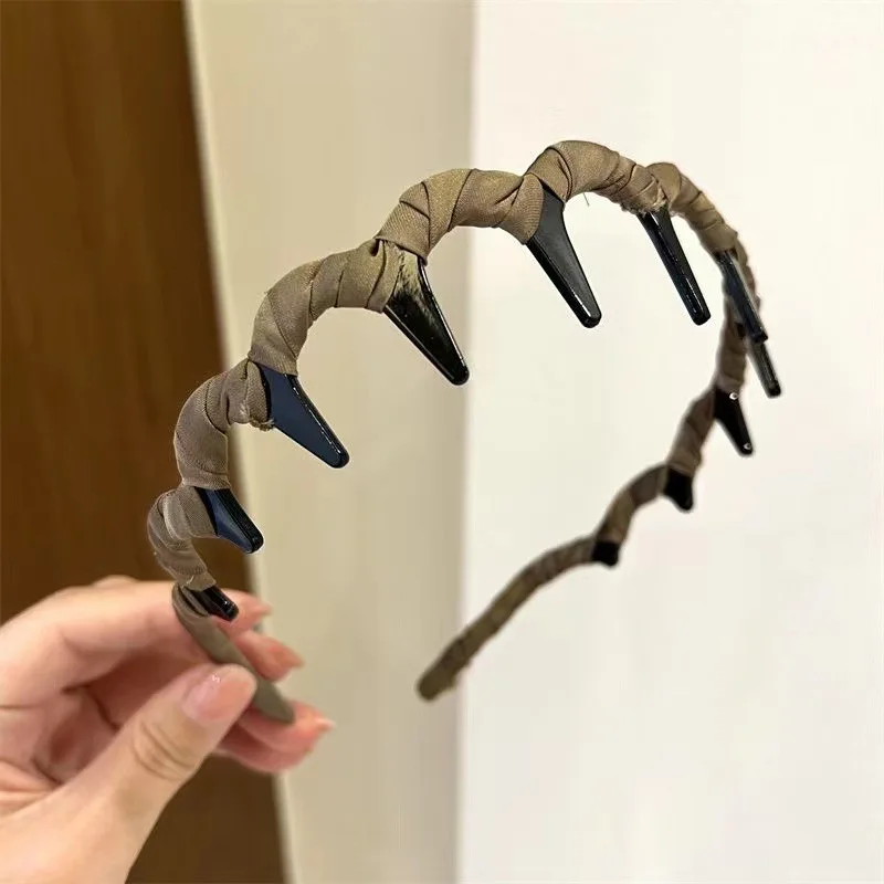 New Wavy Hair Hoop Women's Face Wash Toothed Hair Bands Anti-Slip Broken Hair Press Hair French Headband Bezel Headbands