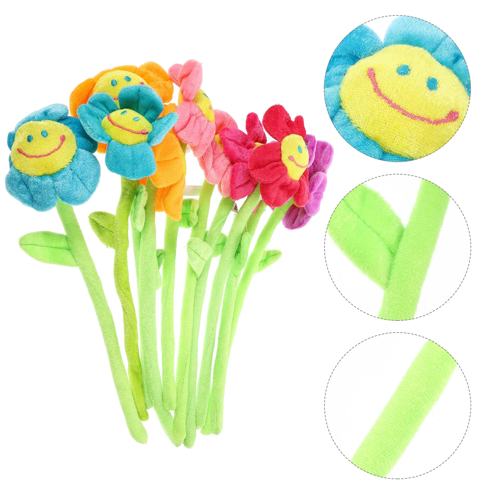 

Plush Flowers , 32cm Long Bendable Stems Assorted Colors Happy Smiles Sunflowers Gift for Boys and grils