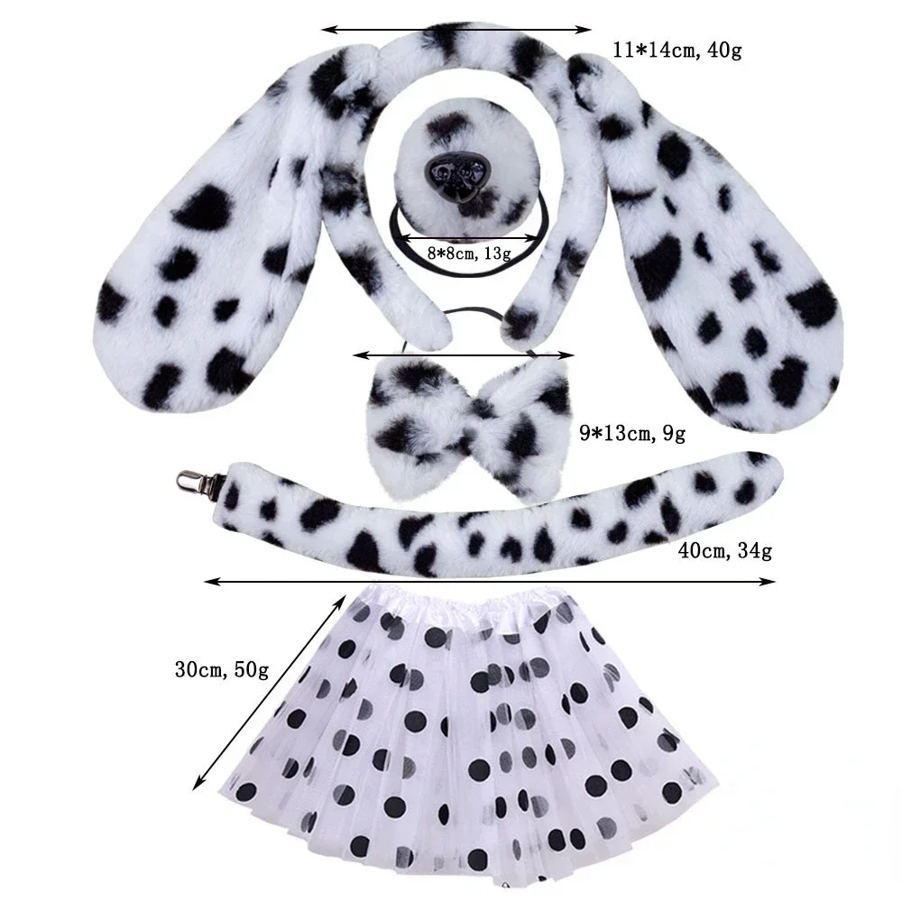 Girls Adult Children Cute Plush Anime Spotted Dog Ears Funny Animal Costume Cosplay Props Headband Skirt Nose Tail cosplay costume kids girls dress animal tutu skirt outfit