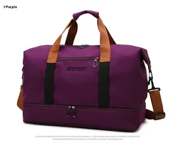 Spacious Waterproof Men's Travel and Gym Bag with Shoulder Strap (Purple)