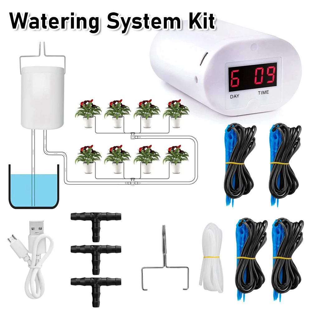 Automatic Plant Flower Watering Pump Home Sprinkler Drip Irrigation Device 2/4/8/16 Heads Pump Timer System Kit Garden Tool