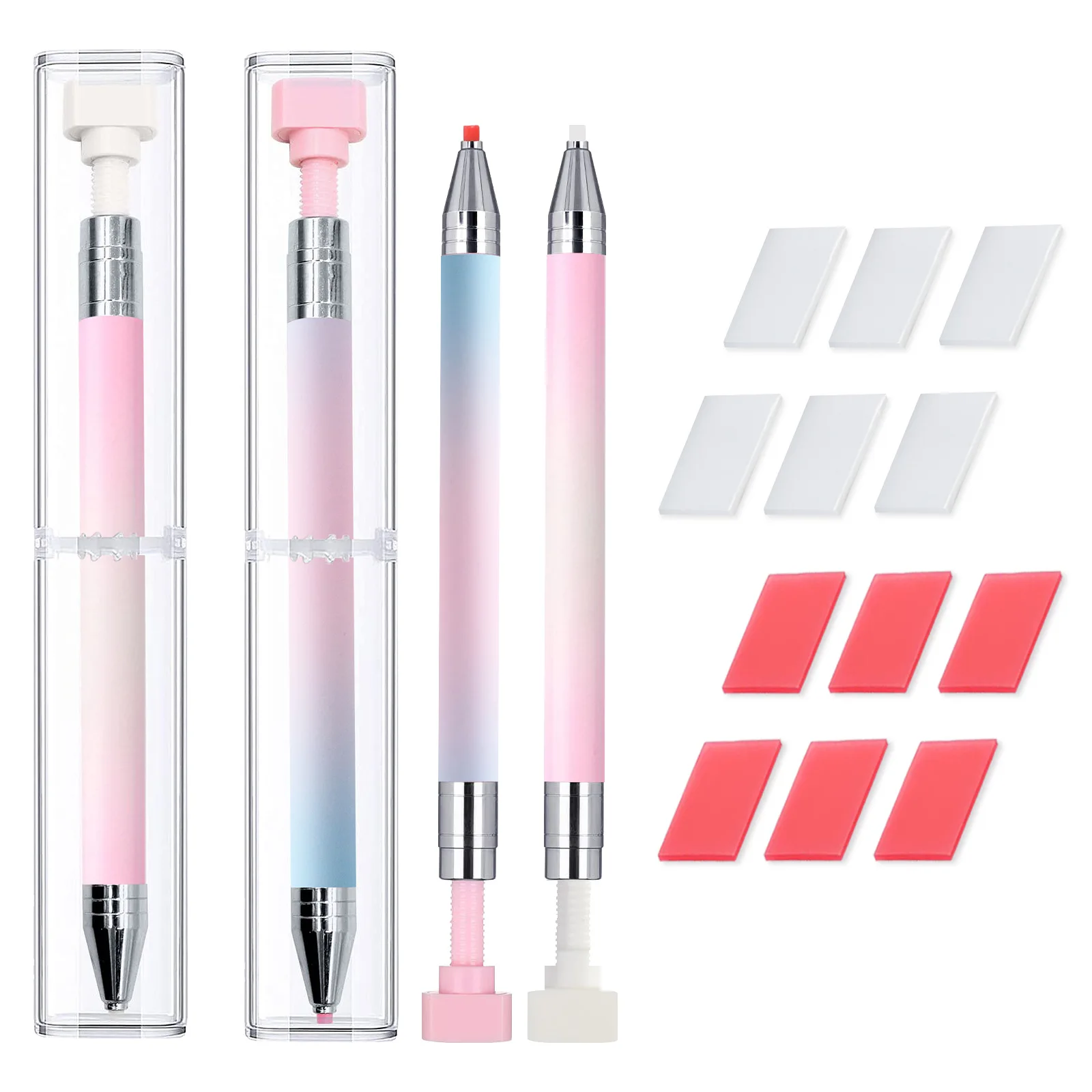 1Pc Nail Art Decoration Wax Dotting Pen For DIY Manicure Self-adhesive Rotary Nail Rhinestone Picker Pencil With 6Pc Replace Wax 2