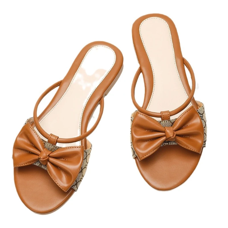 Elegant Pointed Toe Bow Narrow Band Flat Slippers Women Sexy Open Toe Non-slip Large Size Flat Shoes Comfort Vacation Beach Shoe 5 Elegant Pointed Toe Bow Narrow Band Flat Slippers Women Sexy Open Toe Non-slip Large Size Flat Shoes Comfort Vacation Beach Shoe - Image 5