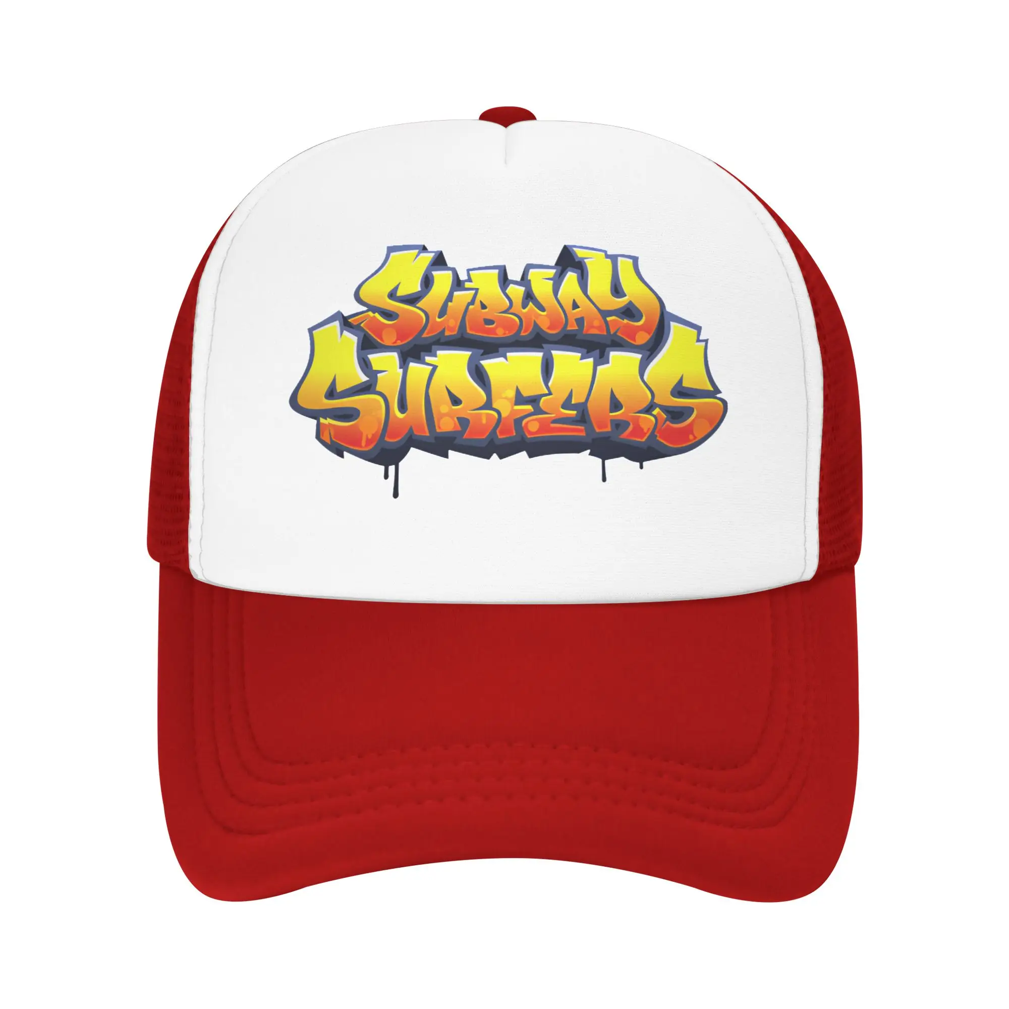 Subway Surfers Logo Trucker-Mütze für Erwachsene, Videospiel-Mütze, Trucker-Arbeitermütze, Golfmütze, verstellbare Mesh-Baseballmütze für den Sommer