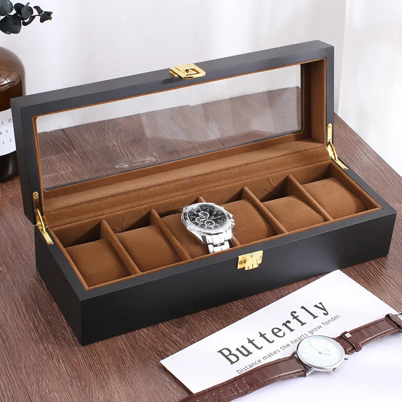 Handmade Wood Watch Storage Box 6/10/12 Grids Watches Display Case Jewelry Holder for Watch Holding watch storage box,watch storage bag