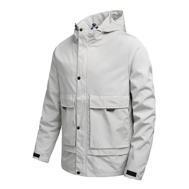 

Spring Autumn Military Jacket Men Outdoor Casual Hooded Windbreaker Large Size M-4XL Solid Color s Jackets And Coats