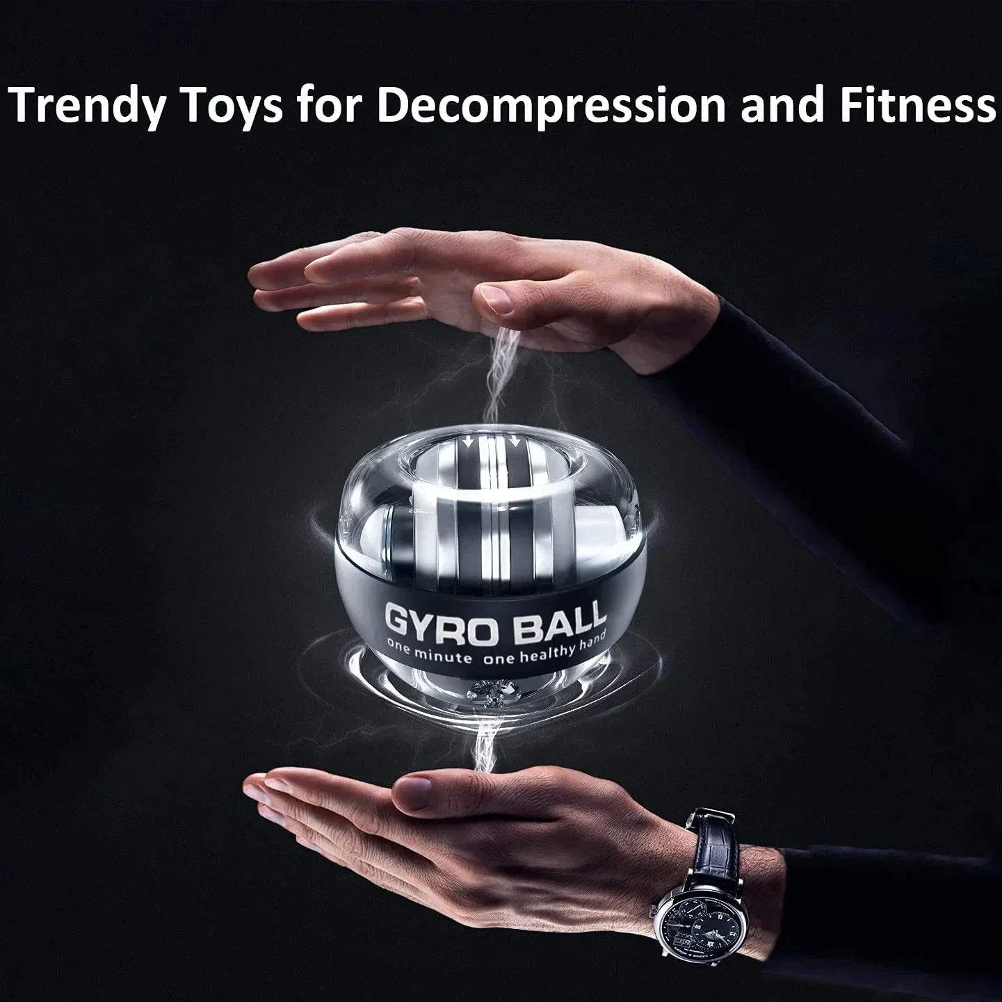 1Pcs Powerball Gyroscopic Power Wrist Ball Hand Muscle Force Trainer Exercise Strengthener Self-starting Gyro Ball Gyroball Arm