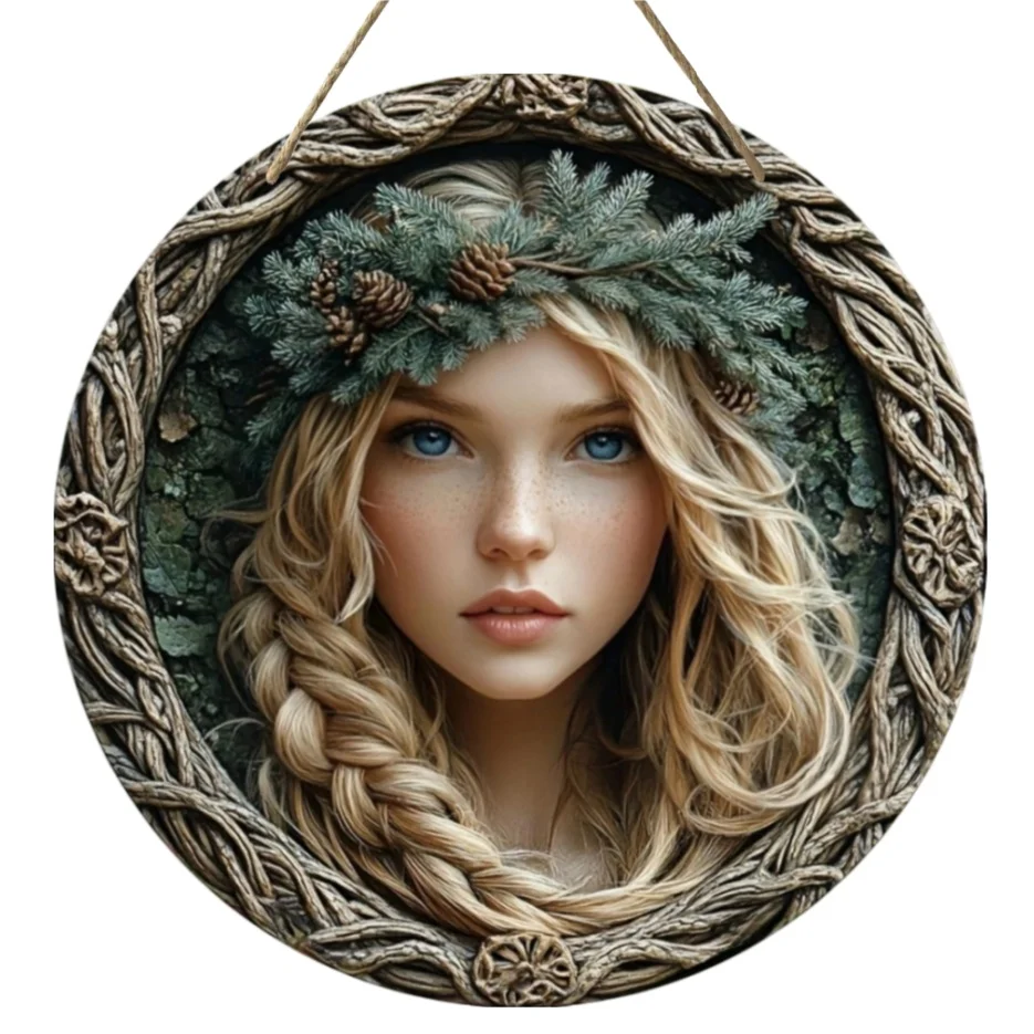 Forest Spirit Metal Sign Green Nature Wall Art Fantasy Decor 8in 12in
