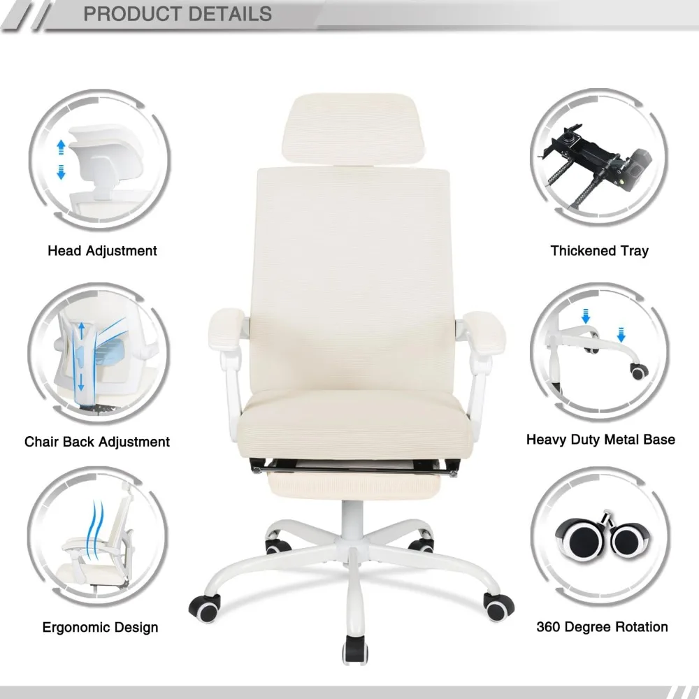 Home Office Desk and Chair Set, Home Office Furniture Sets, Computer Desk with Drawers & Shelves, Ergonomic Office Chair 3