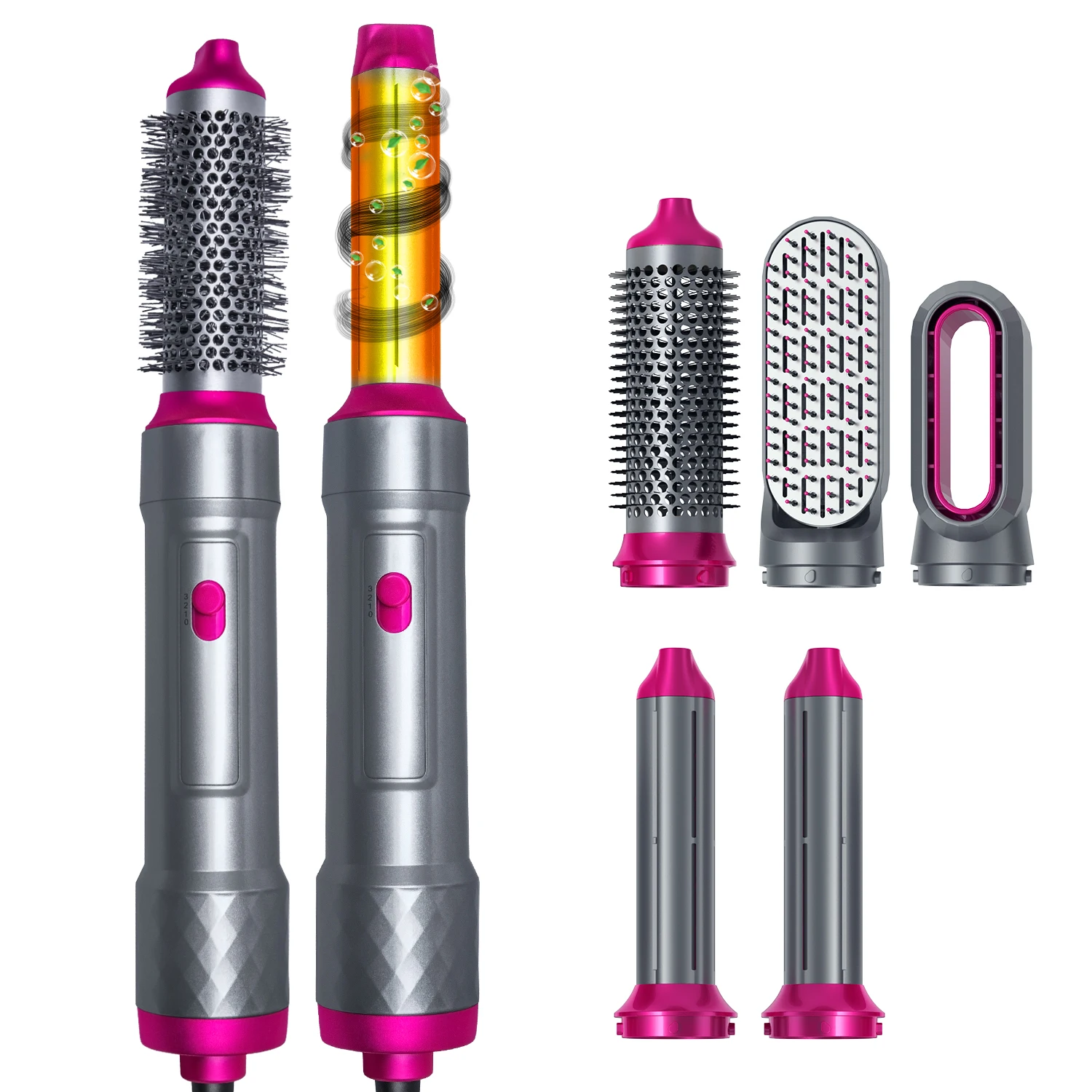 Kit 5 In 1 Set Hair Dryer Hot Comb Hair Curler Professional Curling