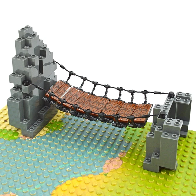 DIY Building Block City Scene Series Suspension Bridge Rockery Cliff Model Bricks Compatible Assembles Particles Toys Set Leduo 2