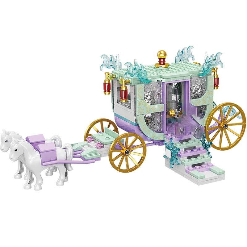 Princess Carriage Horse Disney Frozen Anna Elsa Building Blocks Kit Bricks Classic Movie Model Kids Girl Toys For Children Gifts