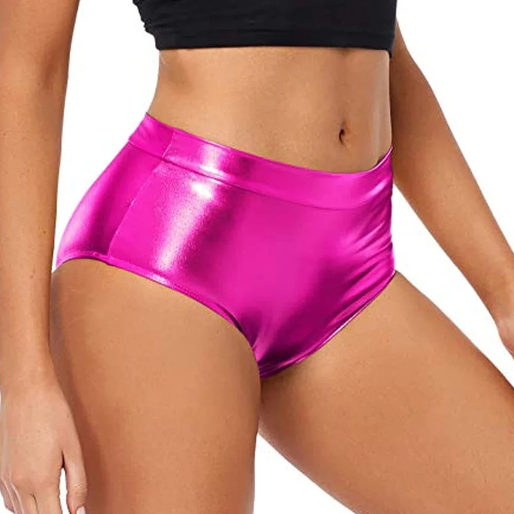 Women Sexy Metallic Hot Pants Gymnastics Club Shorts Shiny Panties Shorts Pole Dance Clubwear Music Festival Rave Party Costumes