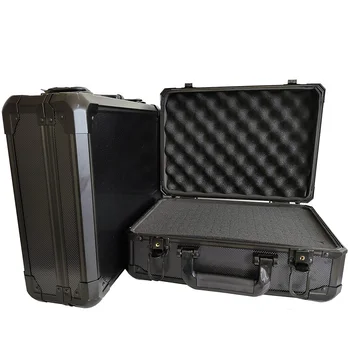 Valigia in Lega di Alluminio con Telaio, Scatola Portaoggetti con Imbottitura in Spugna per Accessori Fotografici, Microfoni, Mixer, Droni RC, Attrezzi