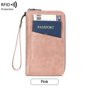 RFID Passport Wallet – Travel Document Holder with Card Slots & Wrist Strap