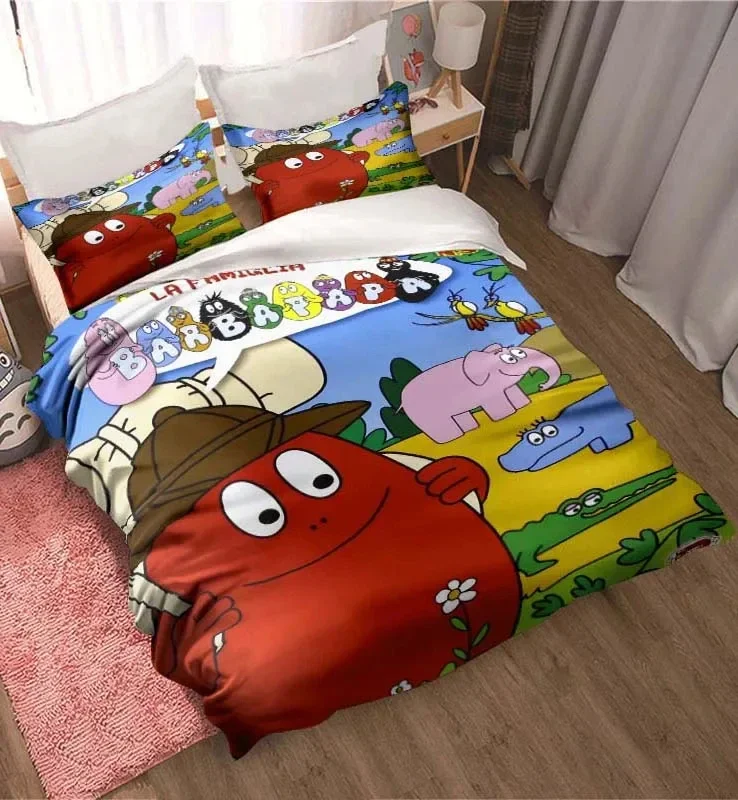 Les Barbapapa Family Cartoon 3 Piece Bedding Set Twin Duvet Cover Set All Season Quilt Cover  Bedding Set Twin Single Boys 6