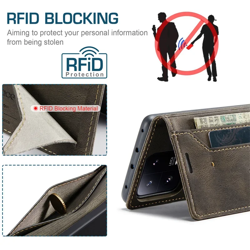Premium Magnetic Leather Flip Wallet Phone Case with Card Holder