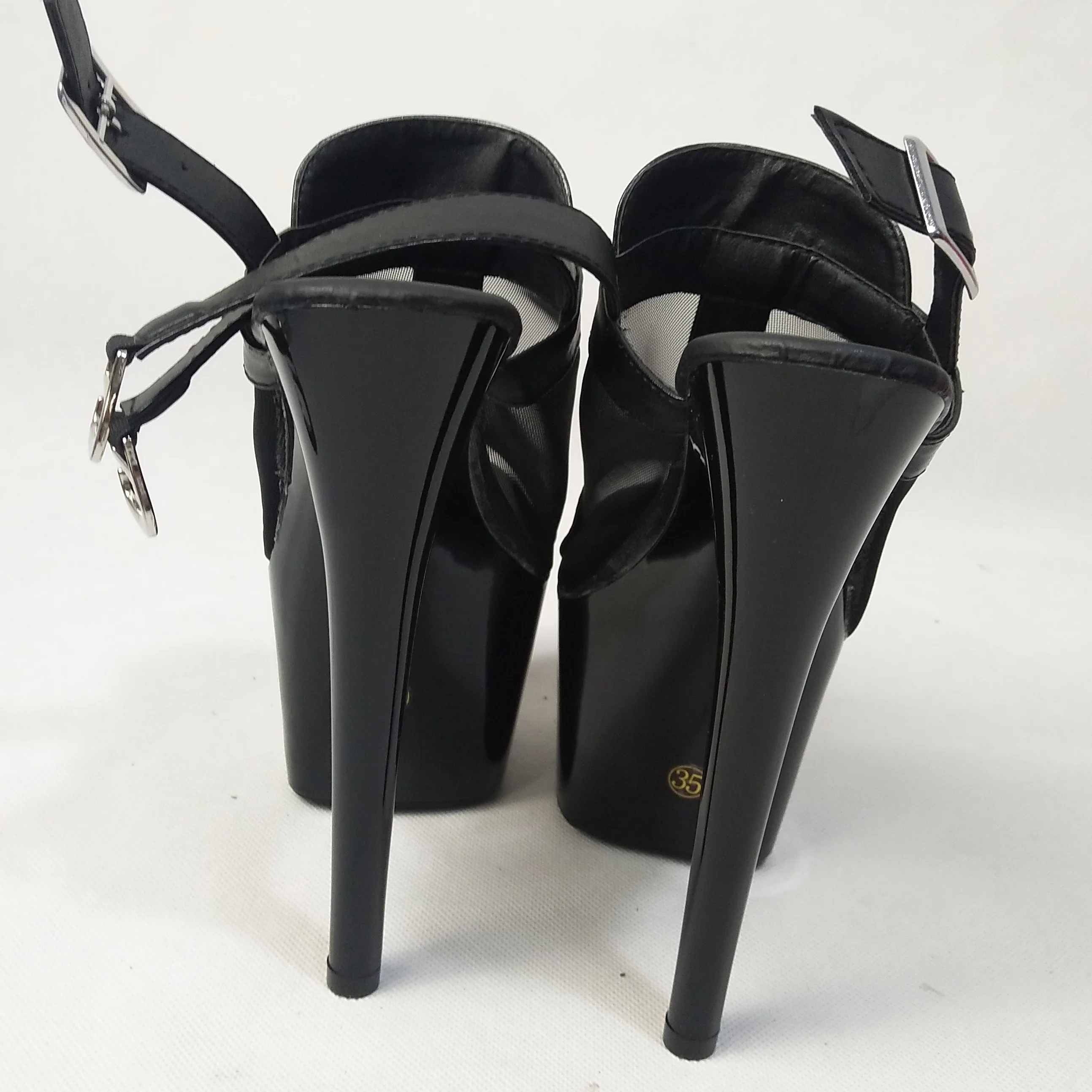 Fashionista Ladies 6 inch Black Heels, Sexy Easily Peep Toe Stiletto Sandals, 15 cm dance shoes
