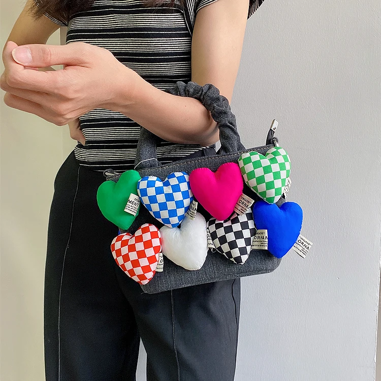 Fashion Women Denim Bucket Cartoon Toy Decoration Handbags and Purses for Female Cute Dolls Design Shoulder Bags Crossbody Bags