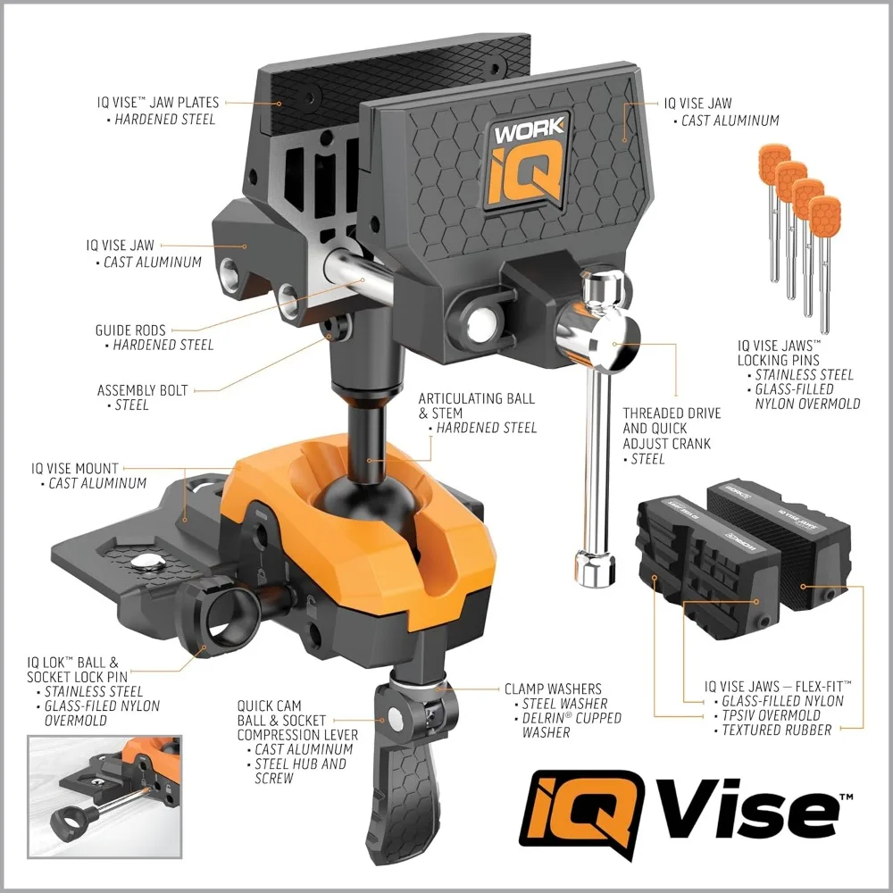 360° Articulating Bench Vise Made From Steel & Cast Aluminum w/ 8-Position Locking Ball & Socket | Woodworking Vise Handles 2