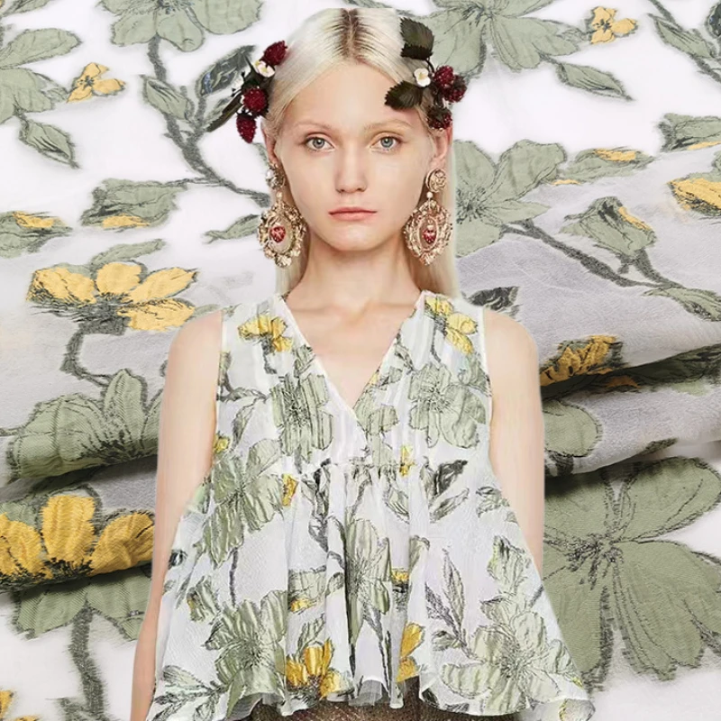 

Летняя дышащая пряжа для юбки, тонкая модная жаккардовая ткань, ткань из полиэстера для шитья метров «сделай сам»