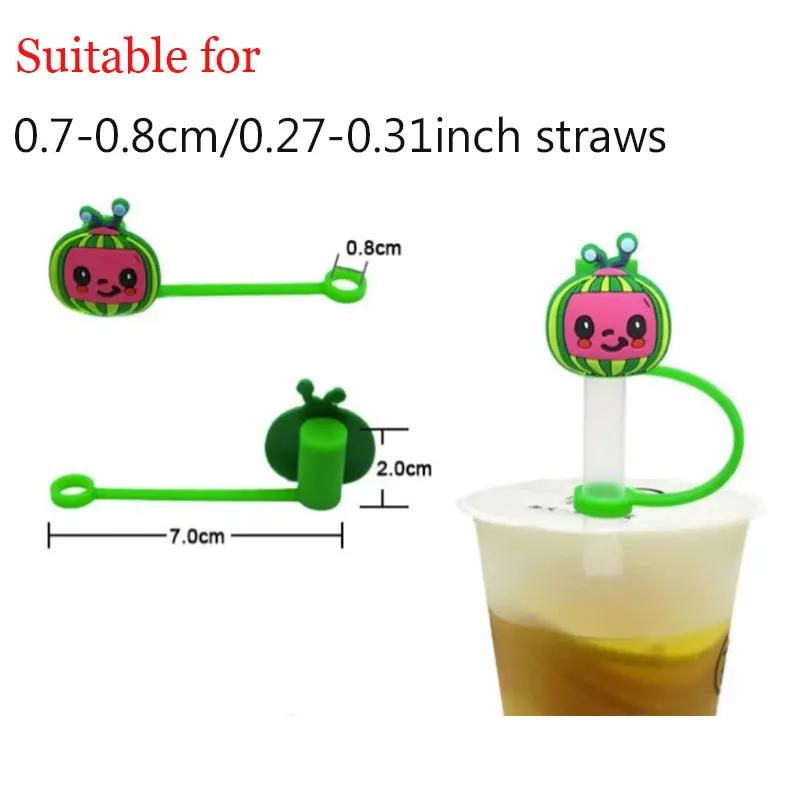 2pcs Straw Dust-proof Silicone Cap Straw Cover Compatible With 7mm-8mm Straw