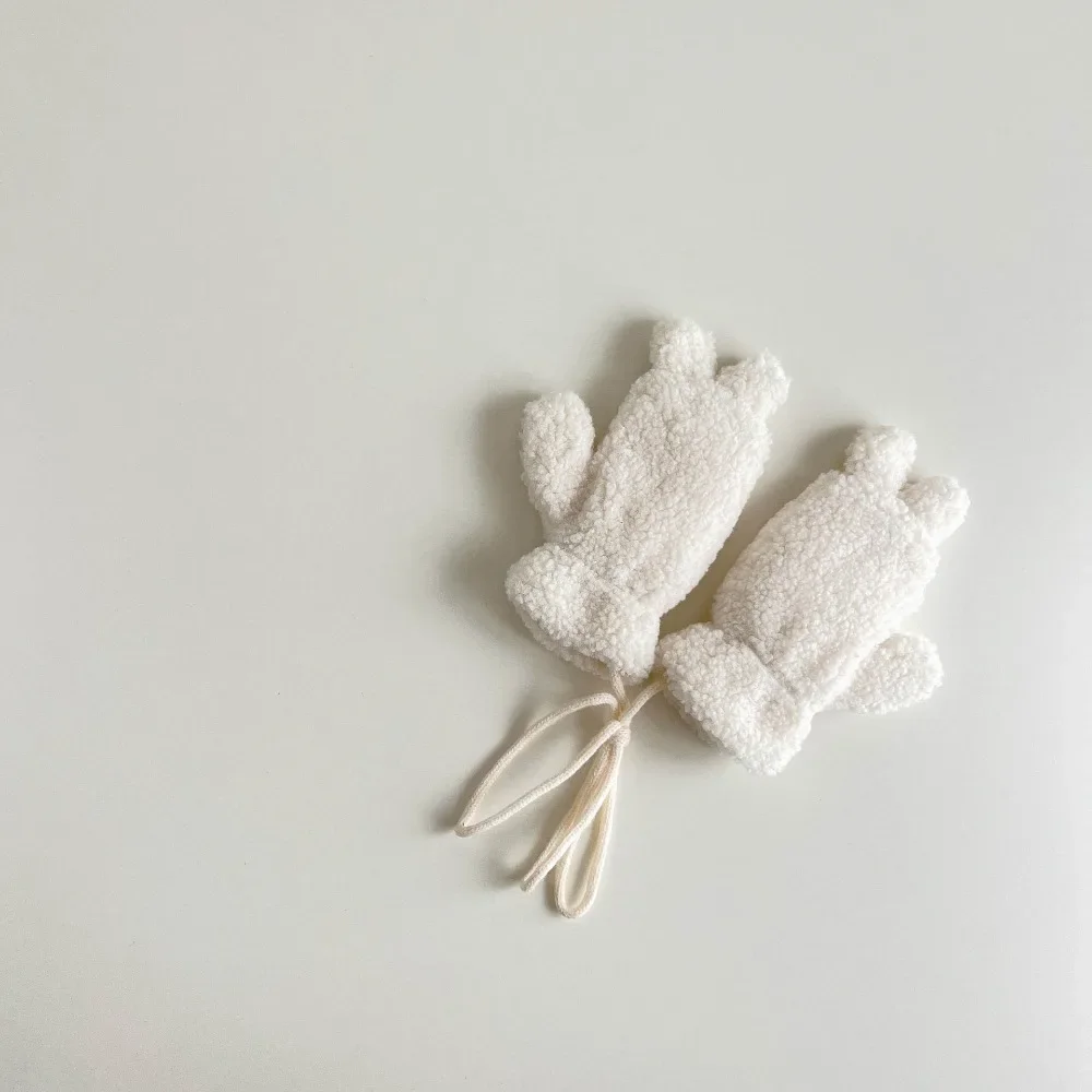 Baby Winter Scarf Gloves Set 1/2 PCS Lamb Wool Kids Scarves Mittens Suit for Girls Boys Bear Bunny Children Gloves Neck Warmer