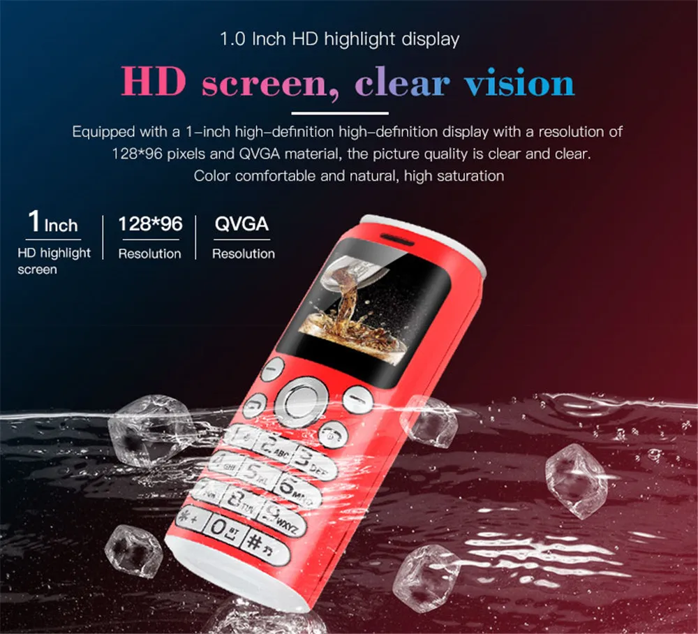 SATREND K8 Fashion Mini Mobile Phone Cola Shape Dual SIM Telefone MP3 Call Recording 1.0'' Pocket Smallest Size Cellphone