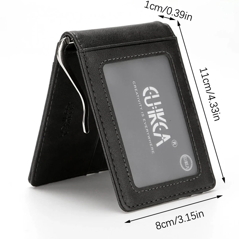 RFID Men's Leather Slim Bifold Money Clip Wallet Front Pocket Credit Card Holder synthetic leather wallet credit card holder metal money clip id card holder