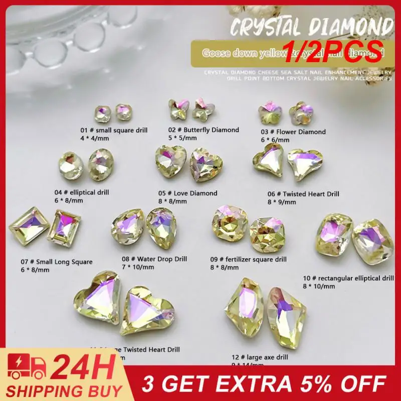

1/2PCS Accessories Polished And Rounded Special-shaped Rhinestone Aurora Nail Supplies Nail Art Accessories