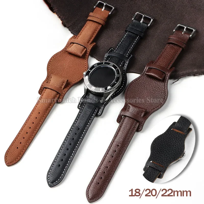 Vintage Cowhide Leather Watch Strap - Timeless Wrist Band Replacement