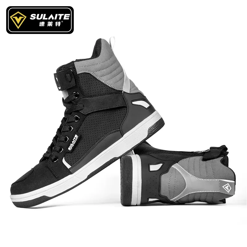 Men's Motorcycle Boots Casual Microfiber Leather Moto Motorbike Riding Summer Breathable Anti-fall Rider Road Shoes,motorcycle shoes,motorcycle boots