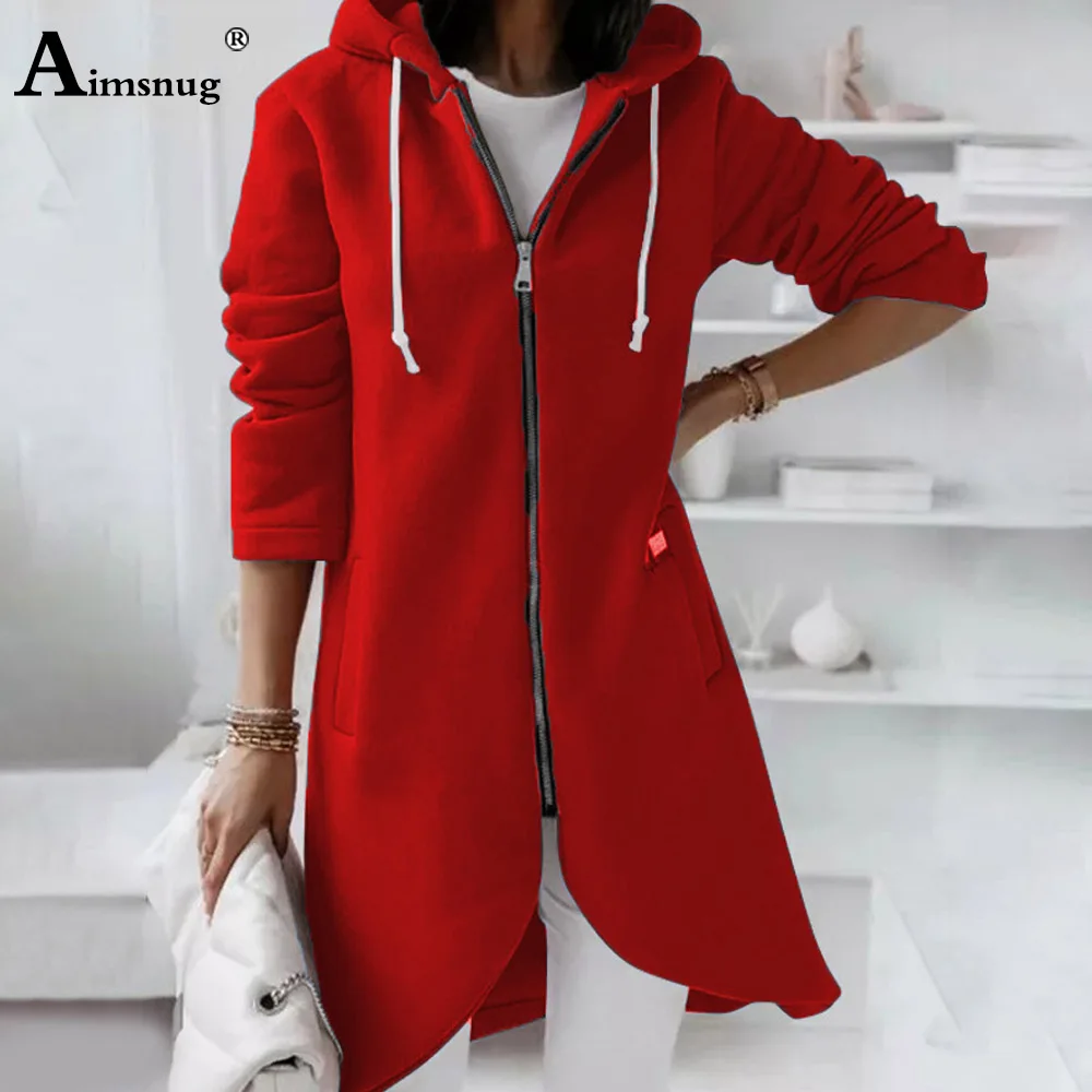 

2023 Europe Casual plush Sweatshirts Red Black Irregular Hoodies Women Fashion Zip Up Tops Female Long Sleeves Hooded Sweatshirt