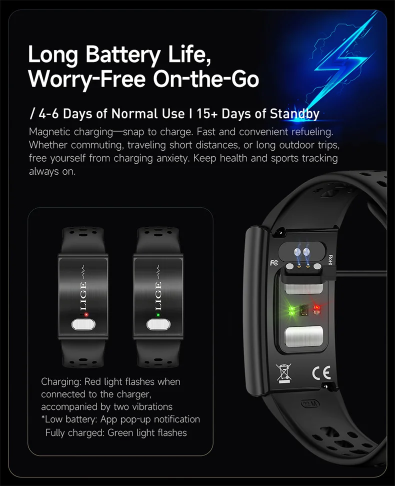 Smart Armband Mit Ekg Herzfrequenz Und Blutdruckmessgerät_voghion.com