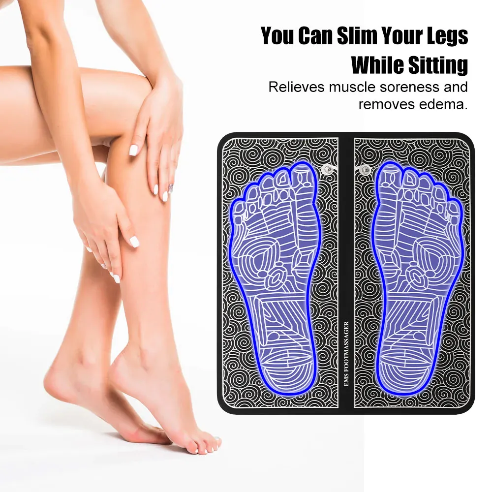 Electric Foot Massager Pad Electrostimulator Massage Mat EMS Muscle Massager Relax Feet Massage Fitness Masajeador USB Charging