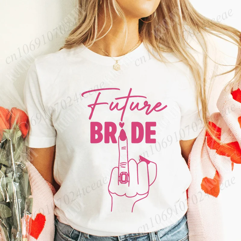 Finger Wedding Ring Graphic Tops for Women Team Bride T-shirt Girls Single Farewell Bachelorette Hen Party Bridal Shower Shirts 2