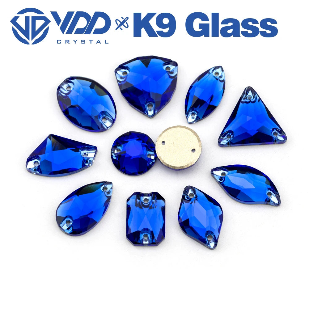 VDD S118 Saphir-Fase, hochwertiges K9-Glas, zum Aufnähen, Strasssteine, Kristallnähen, flache Rückseite, Steine für Kleidung, Hochzeitskleid – Detail 3